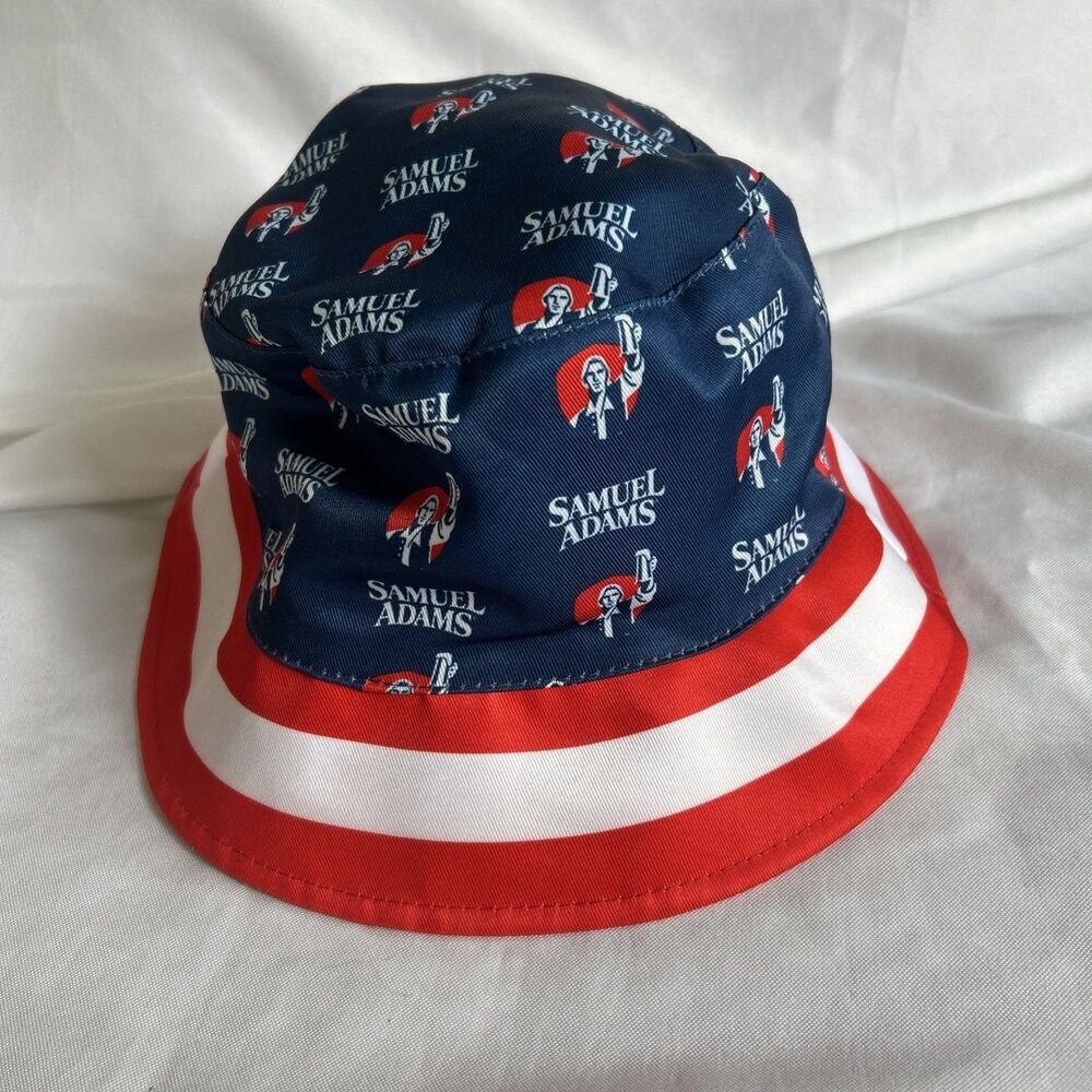 Samuel Adams Patriotic Bucket Hat Reversible Red White Navy Blue Beer Logo